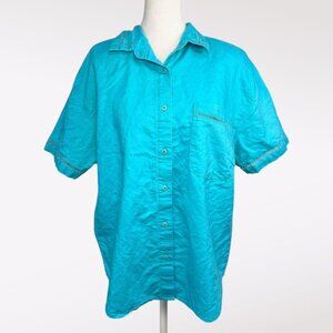 Vintage Gitano Teal Button Up Shirt Boxy Oversized 90s Small